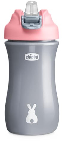 Chicco Pop-up Cup, Bicchiere Antigoccia per Bambini, Pratica Apertura, Beccuccio in Silicone, Chiusura Ermetica, Facile da Trasportare, Bicchiere per Bambini 2 Anni, Capacità 350 ml, Rosa