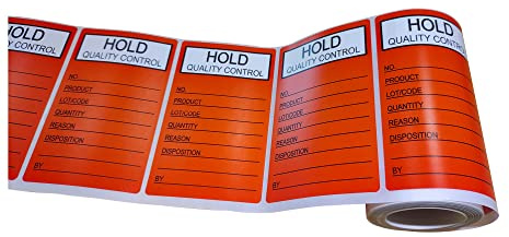 Hold Quality Control Labels Stickers, 3×5 Inch Quality Hold Stickers Inventory Control Labels for Shipping,Inventory,Production Line,Warehouse,Management,Inspection.(200Pcs)
