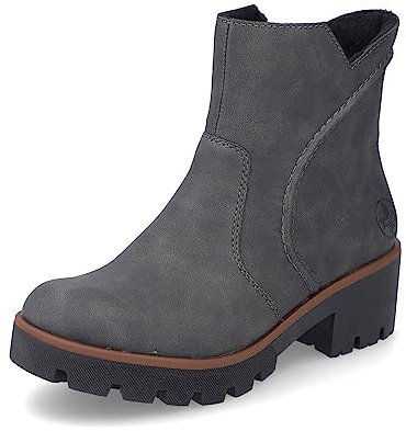 Rieker Damen Klassische Stiefeletten 79261, Frauen Stiefeletten,hoch,Boots,Stiefel,Bootee,Booties,halbstiefel,Kurzstiefel,grau (45),39 EU / 6 UK