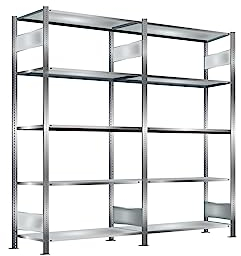 Oswald Transportgeräte Steckregal, verzinkt, Breite 2 m, Höhe 2 m, Tiefe 0,4 m, 5 Böden, Fachlast 150 kg, einseitig