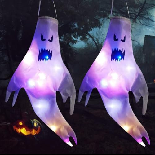 Lot de 2 manches à air décoratives d'Halloween - Décoration fantôme d'Halloween - Décoration de jardin - Décoration suspendue - Pour fête - 47 cm (A)