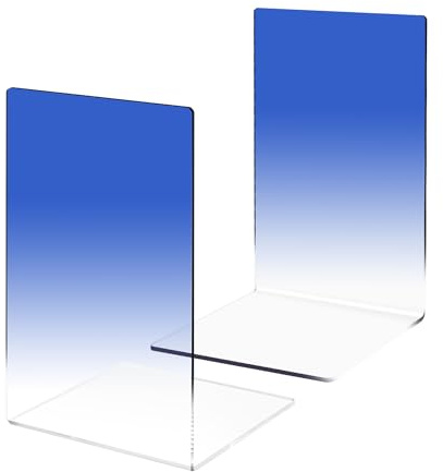 1 Pair Acrylic Bookends, MSDADA Acrylic Book Ends for Book Shelves, Non-Slip Desktop Book Organizer Stationery Bookracks for School Supplies Library Books Office Book Holder(Royal Blue)