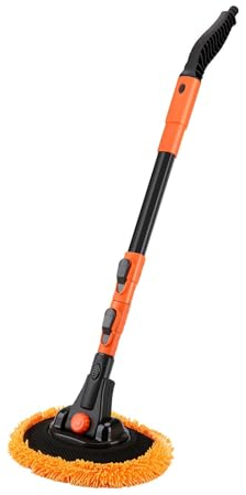 ONDIAN Autowaschbürste Gebogene Stange, Autowaschmopp, Autobürste, tragbare Haushalts-Autobürste