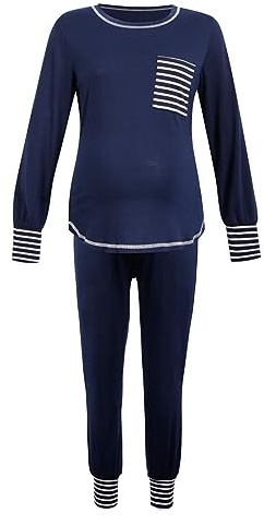 Idées Grossesse Annonce Ensemble Pyjama d'Allaitement de Maternité Haut à Manches Longues Col Rond et Pantalon Rayé Ensemble de Vêtements de Nuit d'allaitement Blouses Noires Femmes Manches Courtes,