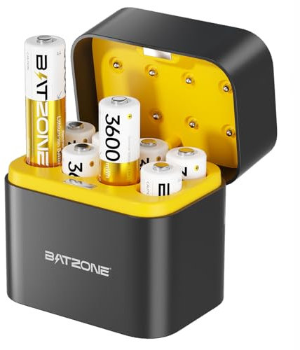 Zepath 8xAA Rechargeable Lithium Batteries with Charger, 3600mWh High Capacity 1.5V AA Batteries, Long Lasting Rechargeable AA Li-ion Battery with Integrated Charing Storage Box