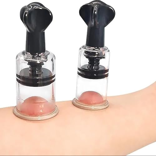 Schwarz Nippelsauger Sucker Brustwarzen Pump Ø2cm Saugnäpfe Paar Set Frauen | YILUQIFLY Klitoris muschipumpe Einstellung durch Rotation Extra Stark leicht ABS Silikon Geschenk Flirt BDSM Sexspielzeug