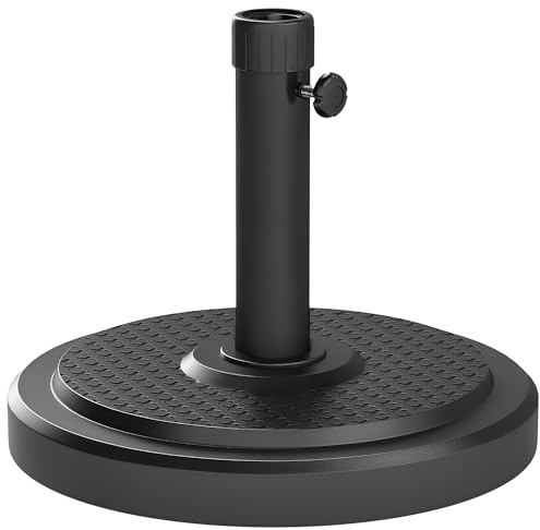 Outsunny Base per Ombrellone da 22 kg, Basamento Rotondo per Ombrelloni Max. Ø2.8 m e Pali da Ø38 mm o Ø48 mm, Nero
