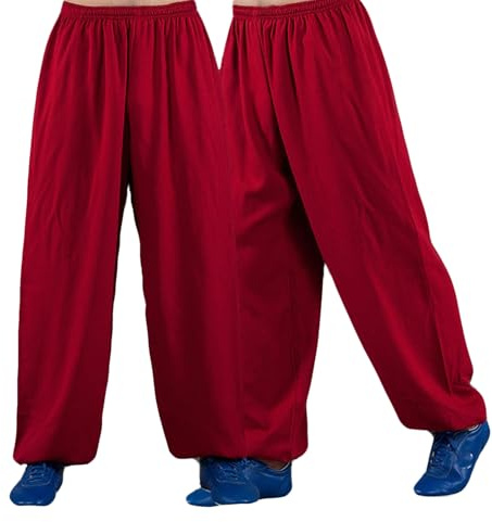 Pantaloni di Tai Cotone E Pantaloni di Arti Marziali di Lino Kung Fu Sciolte Pantaloni Tai Chi per Uomini Donne(Size:L,Color:A)