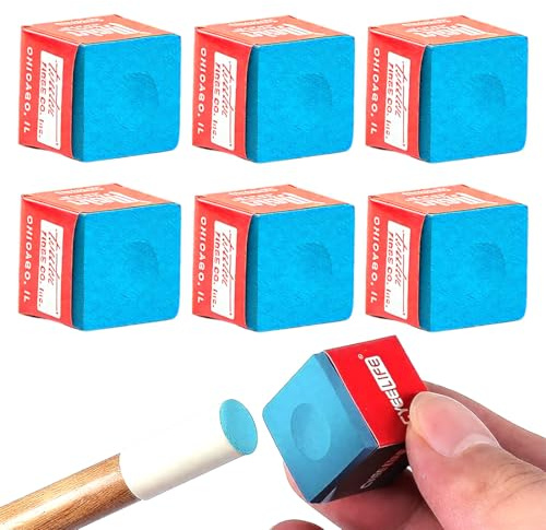 DWFEYOI 6 Pièces Bleu Billard Billard Craie Cue Chalk Pool Chalk Craie Billard Boîte Craie Billard Americain Idéals pour Tapis Billard Bleu No-Slip Adhérence Queue de Billard,craie