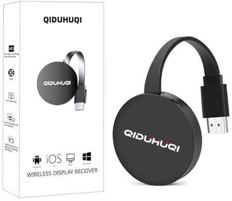 Wireless Miracast Dongle, Pantalla Inalámbrica Soporte Miracast, Compatible con iPhone/iPad/Android/iOS para TV/Monitor/Proyector, Soporta Miracast, DLNA, Airplay (Negro de Humo)