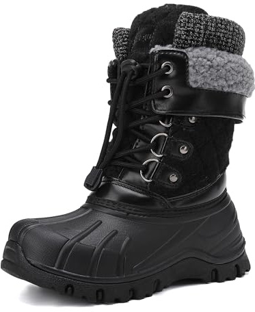 EQW Kids Waterproof Snow Boots for Girls & Boys Winter Insulated Warm Fur Lined Non-Slip Ankle Shoes