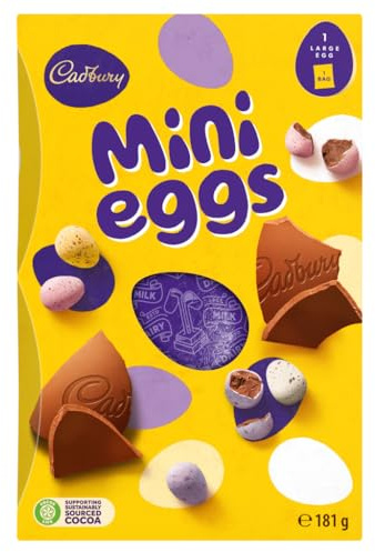 Cadbury Mini Eggs Chocolate Easter Egg, Includes 1 Large Egg and 1 Chocolate Bag, 181 g (Pack of 1)