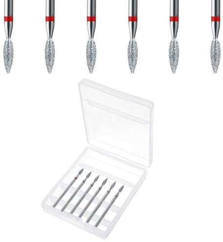6 punte per fresa per unghie per manicure e pedicure, punta a fiamma in acciaio inox bitdiamantato per cuticole