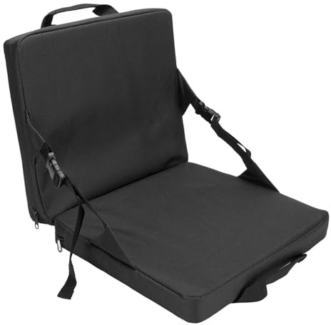 Yinhing Cojín Portátil para Asiento de Estadio, Cojín Plegable para Asiento de Estadio, con Soporte para la Espalda, para Blanqueador con Asa, con Funda Lavable (Black)