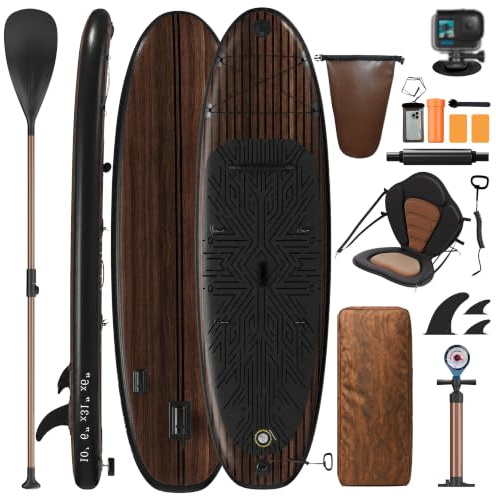 Devoko Tabla de Paddle Surf,Tabla Sup Hinchable de 330 × 80 × 15 cm, Tabla de Paddle Surf 2 en 1 con Asiento de Kayak y Accesorios, Ideal para Surfear, Pescar y Practicar Yoga.