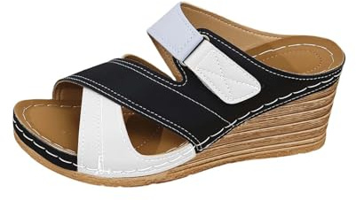 Women's Spartan Summer Sandals – Women's Wedge Heel Sandal Open Toe Lightweight Casual Bare Feet Platform Sandalette Breathable Two-Tone Chic Shoe Comfort Barefoot