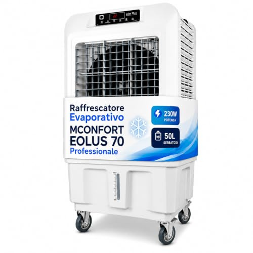 Climatizador Evaporativo Profesional VONALA EOLUS 70 – Enfriador de Aire Portátil, Depósito 50L, Caudal 7000 m³/h, Cobertura 100m², 230W, Industrial Pórtatil