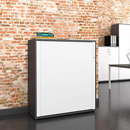 Weber Büro Profi Jalousieschrank Weiß-Anthrazit3OH Quer-Rollladenschrank Aktenschrank