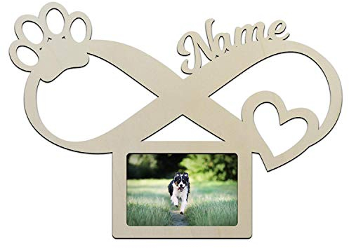 Hunde Andenken Geschenke Pfoten Bilderrahmen 10x15 Individuell mit Namen Personalisiert I Erinnerung Hundeliebhaber Gedenktafel Grabkreuz Hunde-Besitzer Geburtstag Weihnachten Geschenkideen