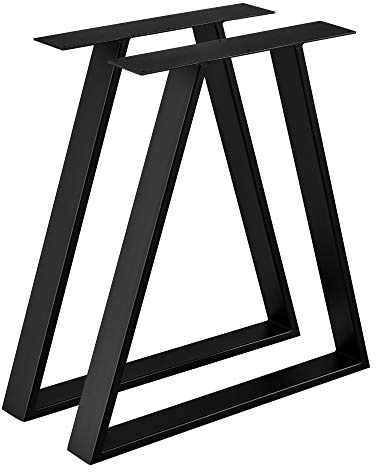 [en.casa] Juego de Patas de Mesa de Comedor Set de 2X Patas de Escritorio 70 x 10 x 72 cm Base de Muebles Protectores Incluidas DIY Hágalo Usted Mismo Acero Negro