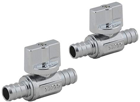 PEX Straight Stop Valve, 1/2-in x 1/2-in PEX 1/4 Quarter Turn LF Brass Chrome Plated Shut off Valve for Faucet or Toilet Installation (2-Pack)