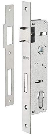 THIRARD - Boîtier de Serrure Encastrable à Cylindre pour Menuiserie Métallique - Axe 30 mm - L46 - Bouts Carrés - Zingué - Coffre Acier - Têtière Inox - Demi-Tour Réversible - Gâche Inox - Gris