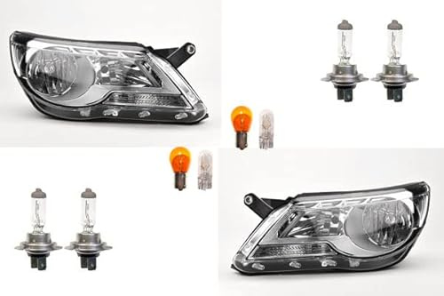 Johns, Scheinwerfer Halogen passend für VW Tiguan 5N 09/07-05/11 Leuchtmittel Set Li Re