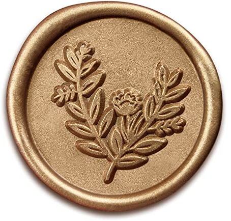 50 Stück Goldene Selbstklebende Wachssiegel im Herzmuster - Klassische Dekoration für Einladungen und Umschläge - Wachssiegelsticker Perfekt für Hochzeiten, Geburtstage und Partys (Eukalyptus-Stil)