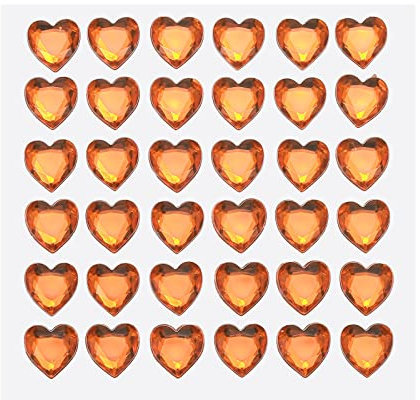sourcing map 144Stk Herz Strass 10mm Selbstklebende Edelsteine Aufkleber Schmuck Sticker für Valentinstag Kosmetik Kunst und Handwerk Basteln Schmuck Herstellung Orange