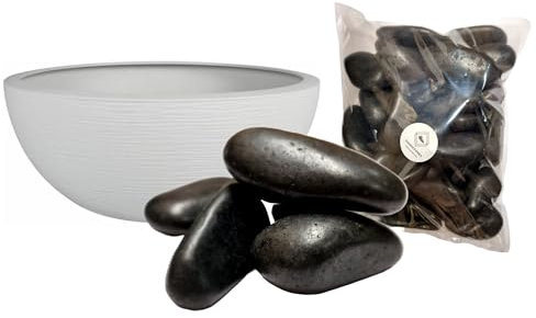 BOLSA DE PIEDRAS NEGRAS 40-60 mm PARA MACETAS - DECORACION DE JARDIN INTERIOR O EXTERIOR (10 kg)