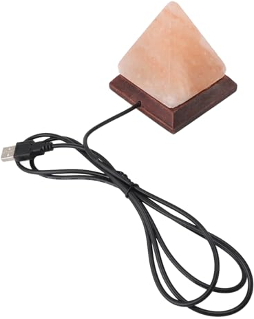 Lampada di Sale Dell'Himalaya, USB RGB 7 Colori Che Cambiano Intagliati a Mano con Base in Legno Piramide di Cristallo Lampada di Sale e Roccia per la Decorazione Domestica Regalo, Luce Notturna Decor