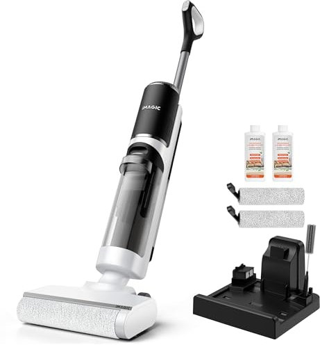 IMAGIC M3 Wet Dry Vacuum Cleaner, Cordless Vacuum Mop All in One for Hard Floors, Lightweight Floor Cleaner for Sticky Messes with Edge Cleaning, Self-Cleaning and Hot Air Drying, White