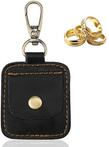 PEUTIER Leather Ring Bag, Leather Ring Box Wedding Ring Pouch Engagement Ring Holder Jewelry Storage Handmade Suitable For Storing Rings