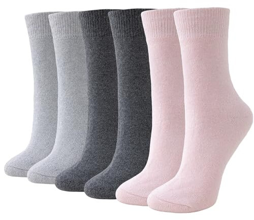 Niorasen Chaussette Chaude Femme, Thermiques Chaussette en Laine et Coton, Épaisses Douces, Le Cadeau de Noël pour Femme 35-38 39-42 6 Paires