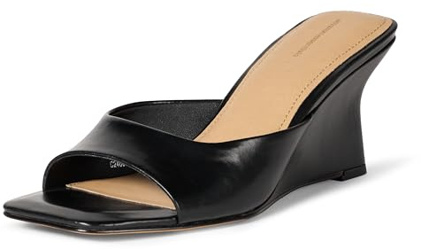 Amazon Essentials Sandales à Talons Compensés Femme, Similicuir Noir, 42 EU