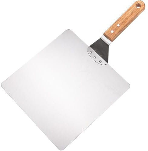 Muteitt Cáscara De Pizza, Cáscara De Pizza De Acero Inoxidable con De Madera Paleta para Pizza Cortador De Masa Pala para Pizza Cáscara De Pizza para Hornear Pizza Casera