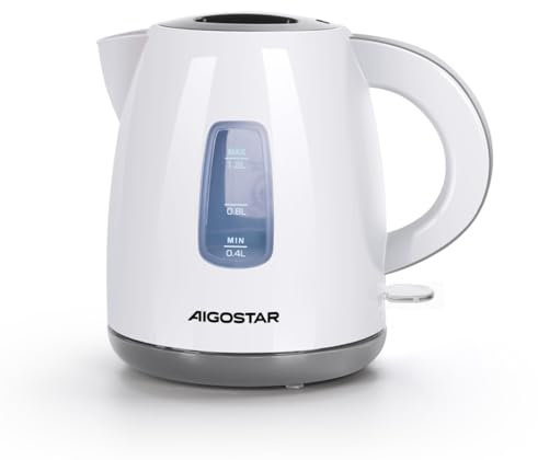 Aigostar Juliet X - Hervidor Agua Electrico Pequeño 1,2 Litro, 2200W, Ebullición rápida de Hervidor Eléctrico, Indicador de Doble Nivel de Agua, Filtro Antical Desmontable, Base 360°, Libre de Bpa
