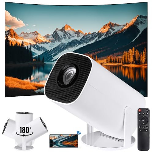 Mini Proiettore Portatile WiFi+BT5 HD Android11, Proiettore Soffitto Correzione automatica Direzione Verticale, Dimensione di proiezione 40~150 In Regolazione Dell'angolo Multiplo di 180°