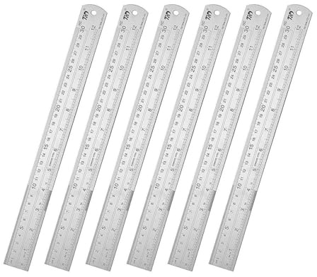 Stainless Steel Ruler Set 12 Inch 6 Pack, Heavy Duty Metal Straight Edge | Metal Rulers Durable Heavy-Duty Construction, Perfect Straight Edge for Easy Measurements Drafting, Crafting and Office