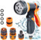 Garden Hose Pipe Spray Gun,8 Adjustable Patterns Hose Nozzle, High-Pressure Anti-Slip Water Gun for Plants & Lawns Watering, Car & Bike Washing and Pets Bathing