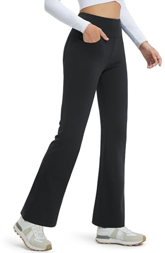 Comallan Thermo Flare Leggings Inverno Impermeabili Alto Vita Caldo Peluche Pantalone Yoga Termico Sportivo con Tasche per Fitness Sport Jazzpants Yoga, Grigio XS