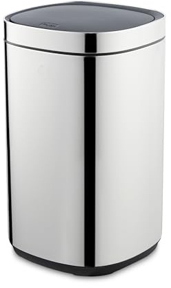 Swan 30L Touch Bin with Removable Retainer Ring, Simple Touch Lid System, Stainless Steel with Fingerprint Proof Finish