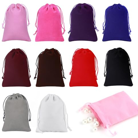 24 bolsitas de terciopelo pequeñas, 7 x 9 cm, bolsas de tela con cordón, bolsas de colores para rellenar, bolsas para joyas, bolsas de regalo, mini bolsas de terciopelo para joyas, anillos de Navidad