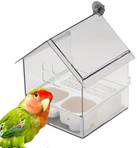 Mangeoire pour Cage à Oiseaux, Bols à Nourriture, Distributeur d'eau Transparent Suspendu, Baignoire, pour Petits Oiseaux, Pigeons, perruches, canaris, moineaux, calopsittes