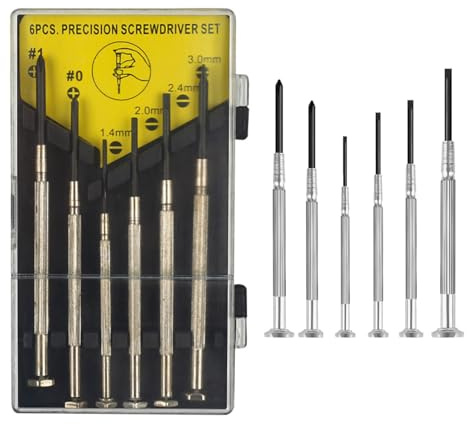 6 Pcs Mini Screwdriver Set - Precision Screwdriver Set with Flathead Phillips Screwdrivers - Small Glasses Screwdriver for Glasses, Watches, Jewelry, Phones, and Electronics