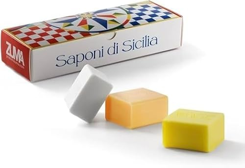Profumi Zuma - Saponette Profumate al Gelsomino, Limone e Zagara in Confezione da 125g x 3 - Saponette Naturali Vegetali Delicate Fragranze di Sicilia per Corpo, Mani e Viso