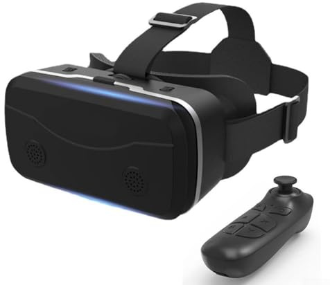 Cuffie per realtà virtuale per telefono, occhiali per realtà virtuale con controller, occhiali 3D virtuali montati sulla testa, anti-luce blu, lenti HD (nero)