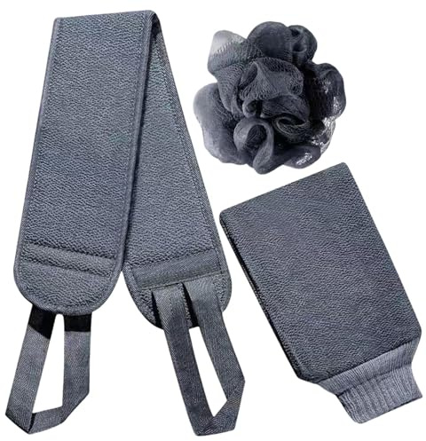 Set d'épurateur de corps - Collection 3 serviettes de bain, kit de nettoyage de douche | Retirer pour lavage avec des fleurs de bain et des gants exfoliants double face,