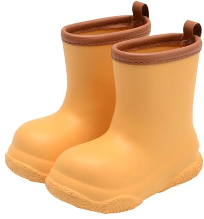 Generisch Stivali da pioggia per bambini, antiscivolo, leggeri, in gomma EVA, suola antiscivolo, impermeabili, suola spessa, per 3-12 anni, giallo., 8-9 Jahre