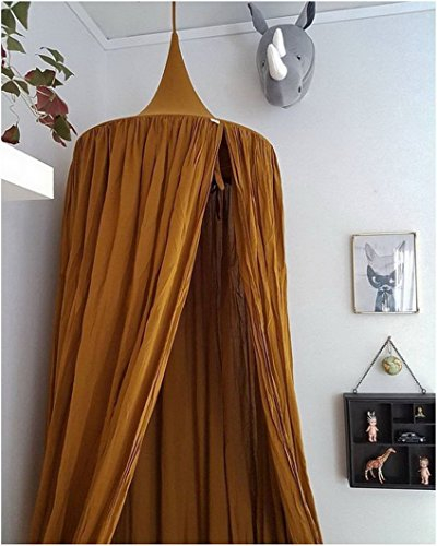 Restbuy Kinder Betthimmel Baldachin aus Baumwolle Mückenschutz Moskitonetz Insektenschutz Baby indoor Play Lesen Zelt Dekoration für Bett und Schlafzimmer (Braun)